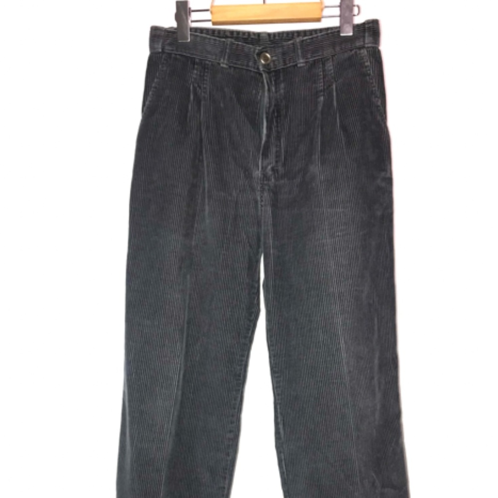 Cream Men's Charcoal Gray Corduroy Loose Fit Straight Leg Trousers - Size 30